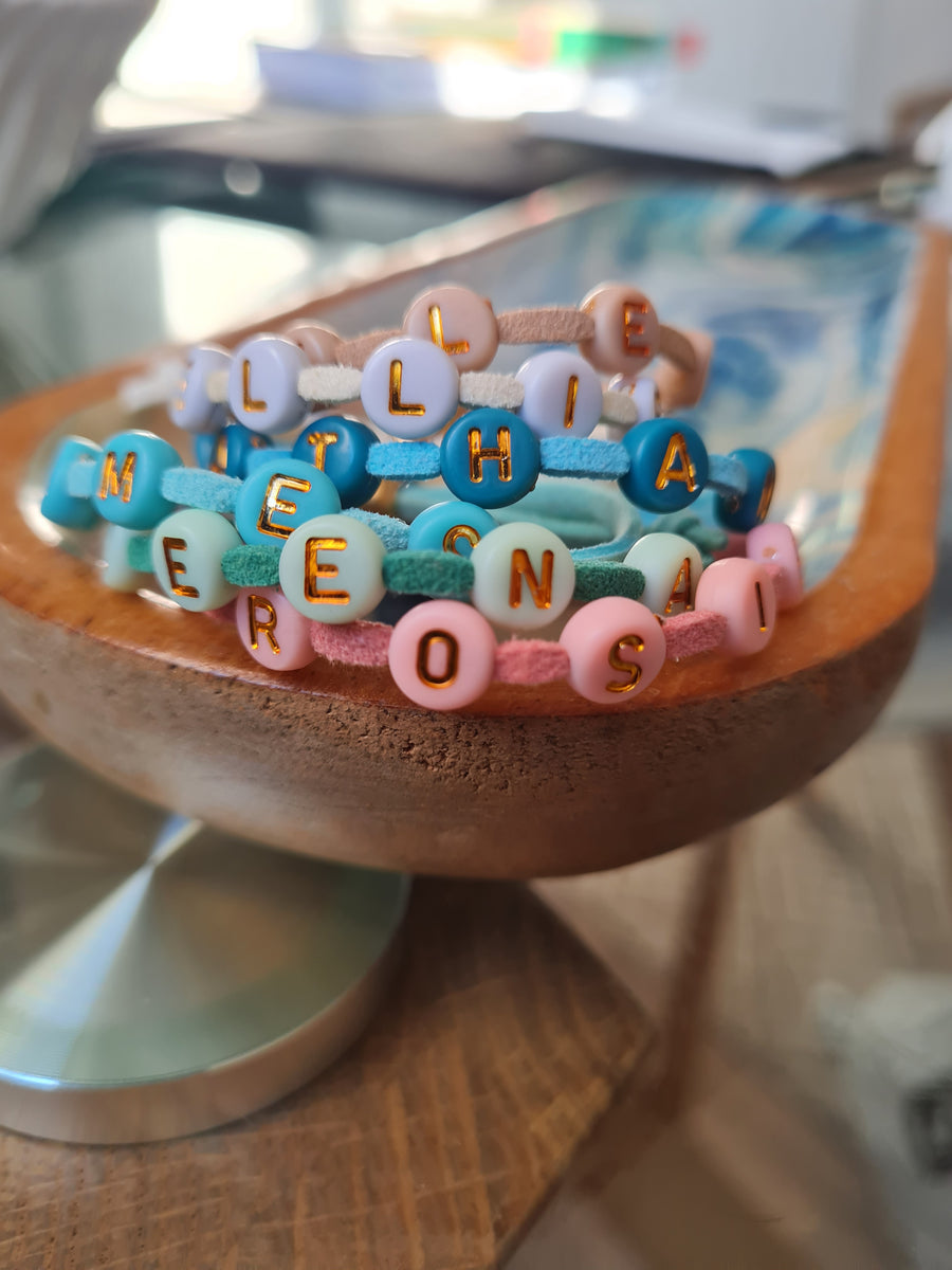 Personalised Faux Suede Children's Beaded Bracelet