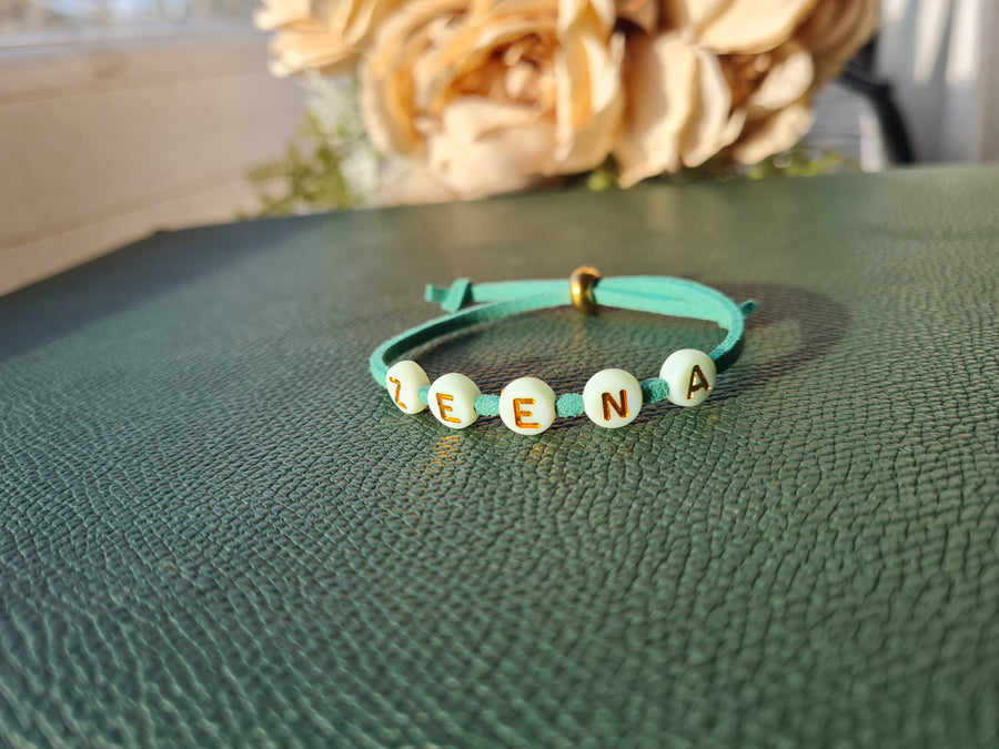 Personalised Faux Suede Children's Beaded Bracelet