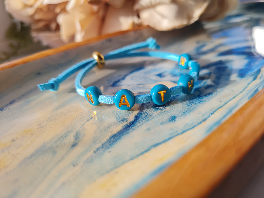 Personalised Faux Suede Children's Beaded Bracelet