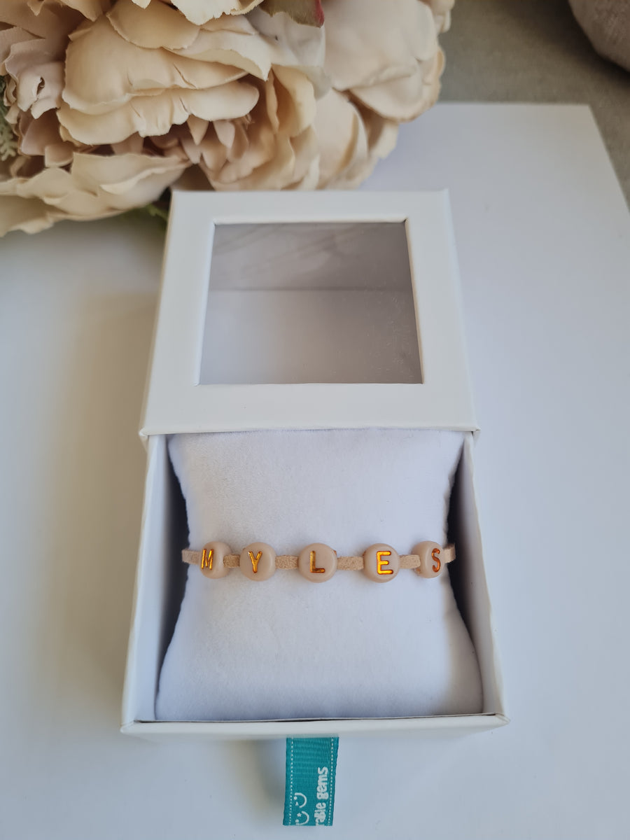 Personalised Faux Suede Children's Beaded Bracelet