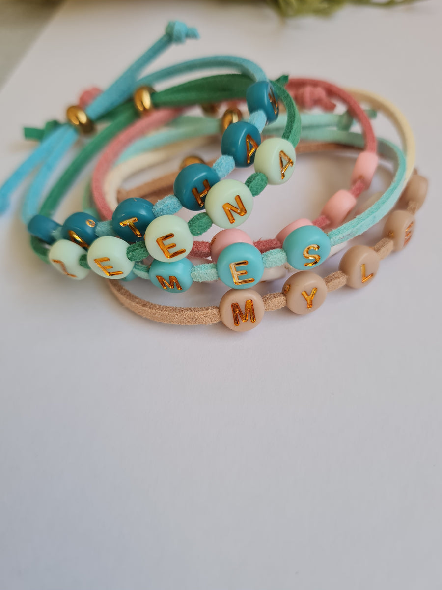 Personalised Faux Suede Children's Beaded Bracelet